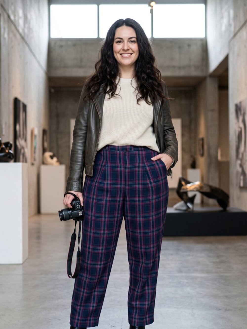 A New Day Dark Plaid High Rise Trouser Pants Size 12 Dark Academia